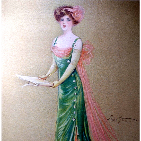 Victorian Art Print Women Singer Songbook Lithograph 1909 Original Maud Stumm - Picture 1 of 5